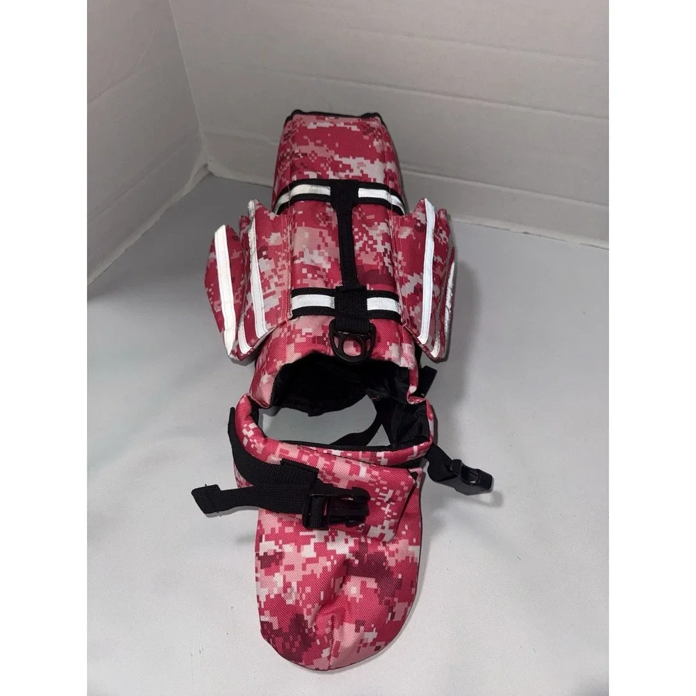 Small Dog life jacket, Pink Camp Adjustable Reflective with wings and Handle